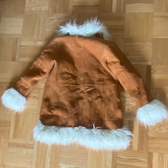 Women's Tan Penny Lane Afghan Suede Leather Coat - Vintage Long Boho - Picture 2 of 7